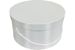 Sarah's Hat Boxes Classic White Hat Box – 16.75" x 8.5" (Dia. x Ht.) Handmade in USA – Odorless Non-Toxic Adhesive, Cording Handle – Premium Storage for Hats & Accessories