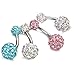 ORAZIO 14G 316L Stainless Steel Belly Button Ring,4Pcs Belly Button Rings Internally Threaded Round Nipple Barbell Studs Navel Ring,Multicolor Round CZ Belly Rings for Women Body Piercing Jewelry