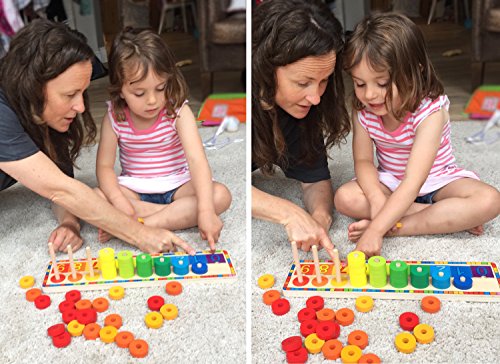 Toys of Wood Oxford Wooden Stacking Rings Sorting Toy Counting Game with 45 Rings - Counting Ring Stacker for 3 Year Old Suitable for Montessori Learning - Thumbnail 6