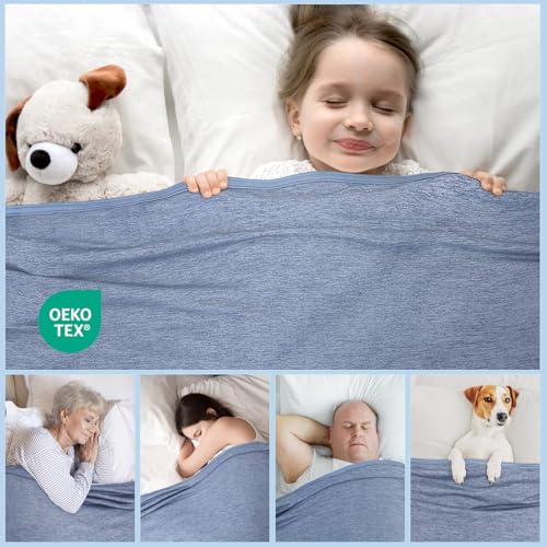 Elegear Cooling Summer Blanket, Cooling Fibres ARC-Chill 3.0 Q-MAX>0.5 Double-Sided Self-Cooling Summer Blanket for Better Sleep, Comfort, Breathable and Lightness, 200 × 220 cm, Blue