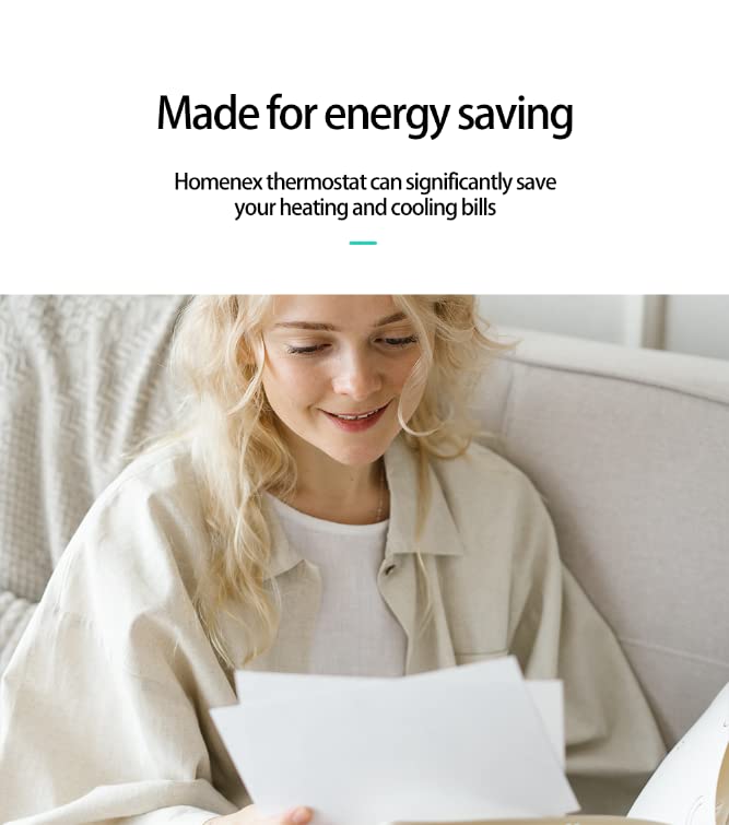 Homenex WiFi Smart Thermostat with 1 Remote Sensor, Touch Display, C