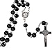 TALISMAN4U Black Glass Rosary Beads CATHOLIC NECKLACE for Men Saint Benedict Medal & Cross Crucifix in Gift Box