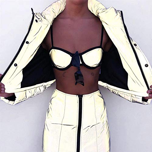 VICCKI Women Reflective Buckles Festival Bralette Bra Bustier Crop Tops Camisole Gray