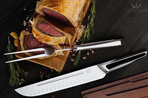 DALSTRONG - Crusader Series - Forged Thyssenkrupp High-Carbon German Stainless Steel - w/Magnetic Sheath - NSF Certified ... (Carving Knife & Fork Set 9")