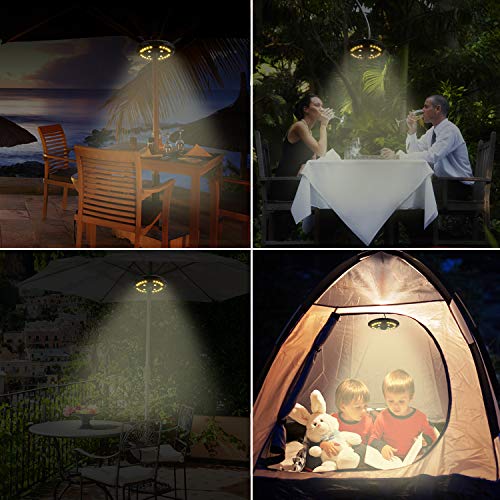 Patio Umbrella Light Warm White 3 Lighting Modes Cordless 24 LED Lights,4 AA Battery Operated Umbrella Pole Light for Patio Umbrellas Camping Tents or Outdoor Use - Thumbnail 4