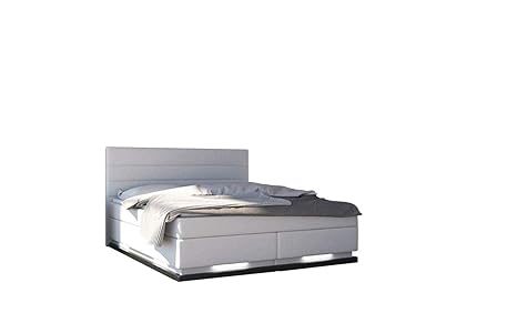 Sedex 'Ripani' Boxspringbett 180x200cm Bett LED Doppelbett Komplettbett Hotelbett Kunstleder - weiß