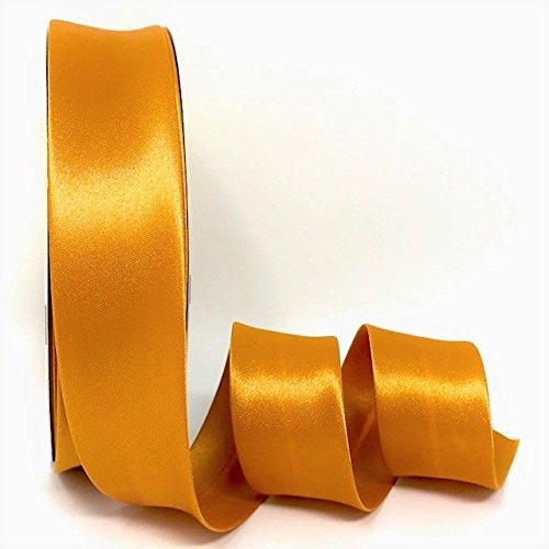 Ribbon Queen Duchess Satin Bias Binding Tape for Sewing, Seaming, Stitching, Piping, Hemming, Quilting, Patching, Outfits and Crafts - 30mm Professional Quality. (Gold, 5M X 30MM)