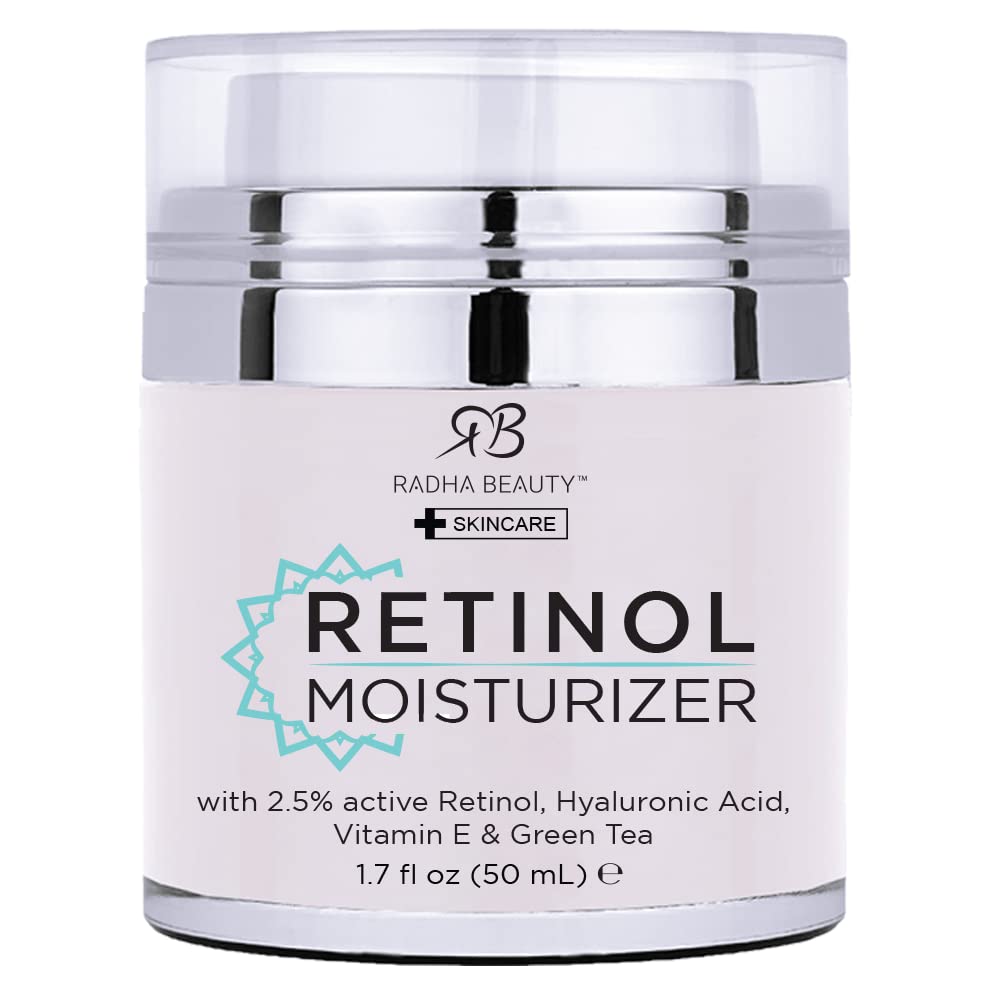 Radha Beauty Retinol Moisturiser Miracle Cream for Face - with Retinol, Hyaluronic Acid, Vitamin E and Green Tea. Best Night and Day Moisturising Cream 50ml