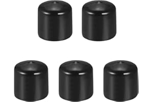 DMiotech 5 Pack 1 3/8" ID Black Screw Thread Protectors Rubber End Caps Bolt Covers for Screw Bolt Furniture Pipe
