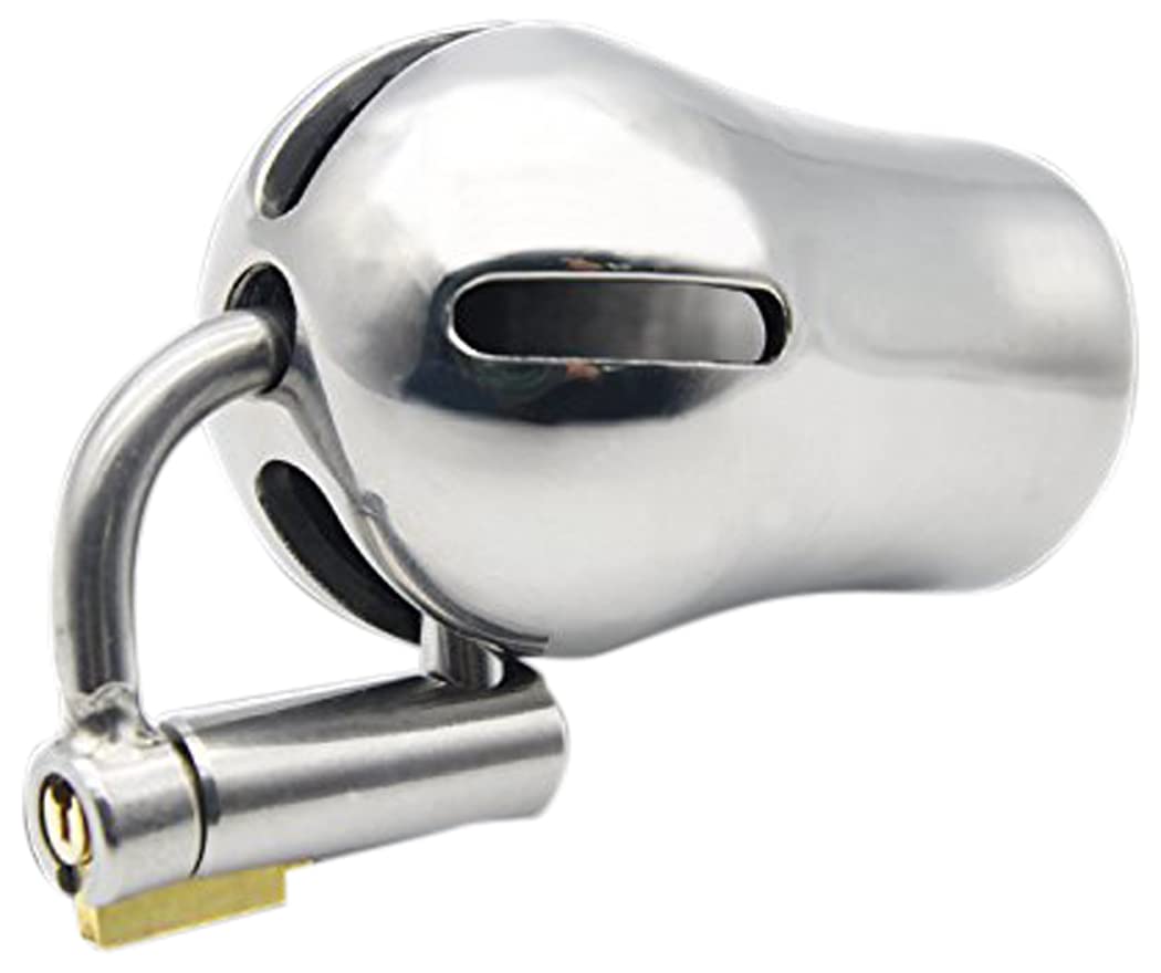 Bondage Masters Male Chastity Device with Prince Albert PA Lock, Silver