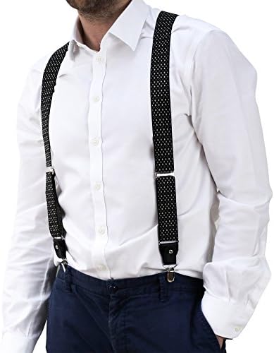 Men's Heavy Duty Trouser Braces – Suspenders With Adjustable Y Shaped Clips & Belt Loops - One Size