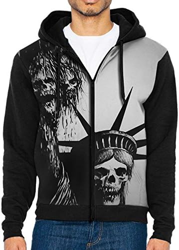 Doppyee Mens Skull Liberty Pullover Hooded Sweatshirt With Pockets