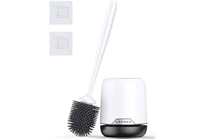 Lefree Silicone Toilet Brush,Rubber Toilet Bowl Brush and Holder Set with Ventilated Holder, Toilet Cleaner Brush for Bathroom,Floor Standing & Wall Mounted Toilet Scrubber Without Drilling