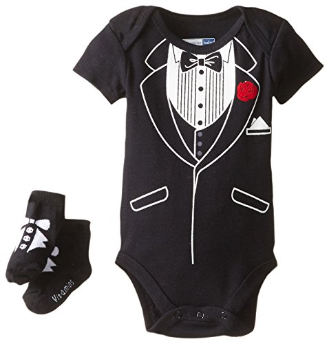 s Baby Baby-Boys Newborn Tuxedo Bodysuit with Socks, Black, 3 Months