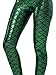 Women Sexy Mermaid Fish Scale Hologram Stretch Soft Shine Leggings Green