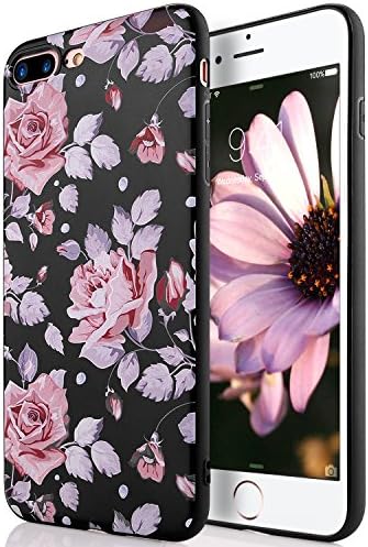 Iphone 7 plus case,sxxissky [Embossment Series] Floral Pattern Ultra Thin Soft Silicone Cover with[Tempered Glass Screen Protector&amp;Crystal Lanyard] Protective Case For iphone 7 plus(peony )