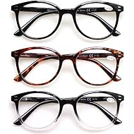 3 Pack Reading Glasses Spring Hinge Stylish Readers Black/Tortoise for Men and Women (3 Mix, 1.5)