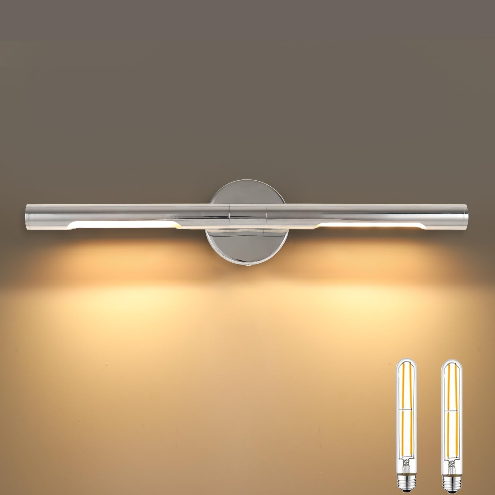 Photo 1 of Loiogohot Picture Light,24" Wall Lights for Pictures Rotatable 360° Brushed Nickel Picture Lights 3200K for Wall, Bathroom Vanity Lights for Artwork Poster Portrait Library Display