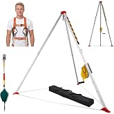 2600BLS Confined Space Tripod Kit, Rescue Tripod Lifting Hoist with 32.8FT Fall Protection and 4.40-7.1FT Working Height, OSHA Compliant Rescue Tripod Kit, for Confined Space Rescue, Sliver