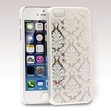 iPhone SE Case, GreatShield TACT Series Design Pattern Rubber Coating Slim Fit Hard Case Cover for Apple iPhone SE / 5S / 5 (Damask - White)