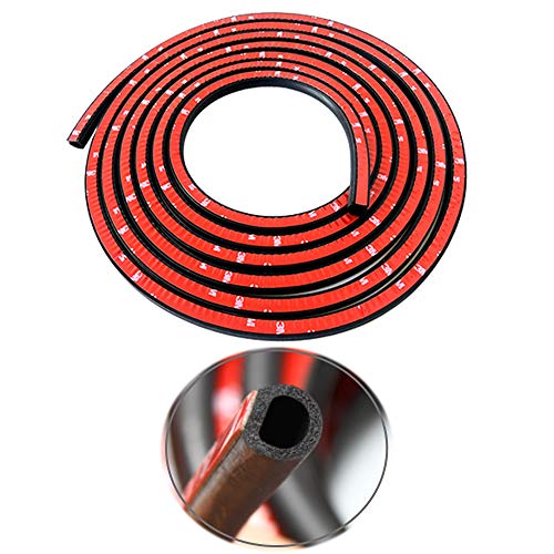 COSMOSS Weatherstrip Automotive Self-Adhesive Wind Noise Reduction Molding Car Door Insulation Rubber Seal Weather Trim for Vehicle Window Door Edge Protector Engine Soundproofing (Small-D Shape, 5M)