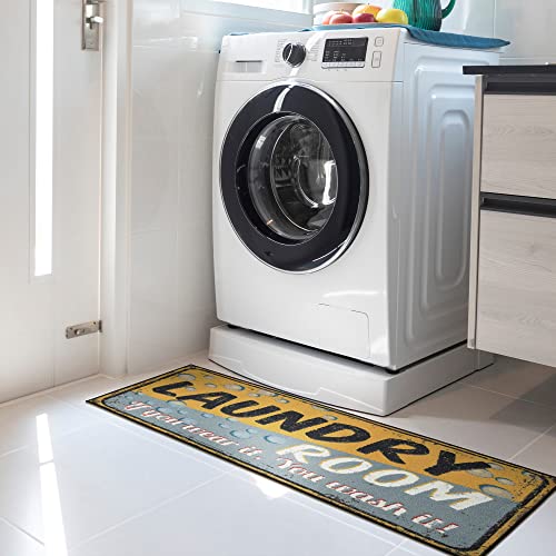 Machine Washable Bubbles Design Laundry Room Rug NonSlip Rubberback