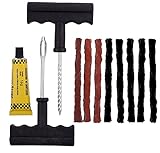 Tire Repair Kit,Tire Plug Seal Kit, T- Handle, 3 Pcs Orange，5 Pcs Black Strings (Repair Kit)