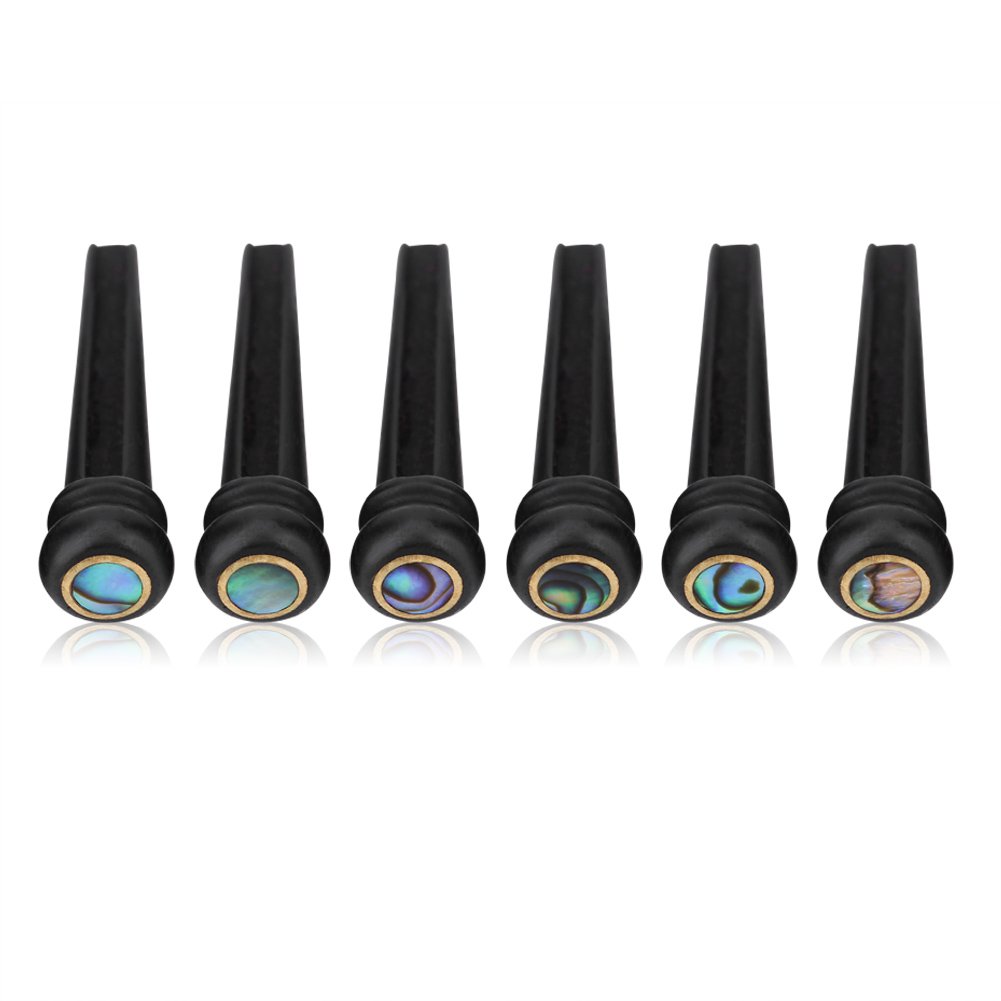 6Pcs Folk Guitar Bridge Pins, Ebony Bridge Pins With Abalone Shell for 6 String Acoustic Folk Guitar