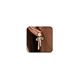 Pearl Earrings for Women Gold Bow Earrings for