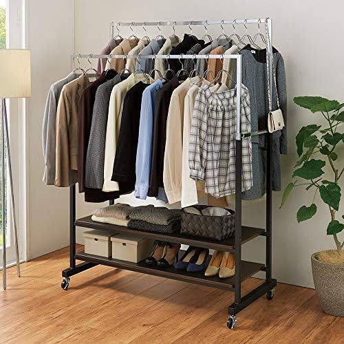 超目玉 家具 収納 衣類収納 パイプハンガー 幅121cm スタイリッシュデザインで頑丈 高さ伸縮もできる前後ダブルハンガーラック 送料無料 早い者勝ち Carlavista Com