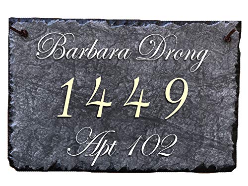 Sassy Squirrel Beautifully Handcrafted and Customizable Slate Home Address Plaque (12"x8" or 16”x10”) Personalized House Sign with and mounting Hardware. Improve The Curb Appeal of Your Property