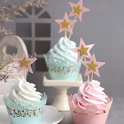 Glitter star cupcake toppers twinkle cupcake picks star…