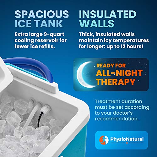 PhysioNatural Cold Therapy Ice Machine for Knee Surgery Recovery – Programmable Continuous Cryotherapy System with Adjustable Knee Pad for Post-Op Swelling, Sprains & Injuries