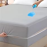 Mattress Protector Full Size 100% Waterproof Zippered Cover, 15 Inches Deep, Six-Sided Mattress Encasement for Bed, Zipper Cl