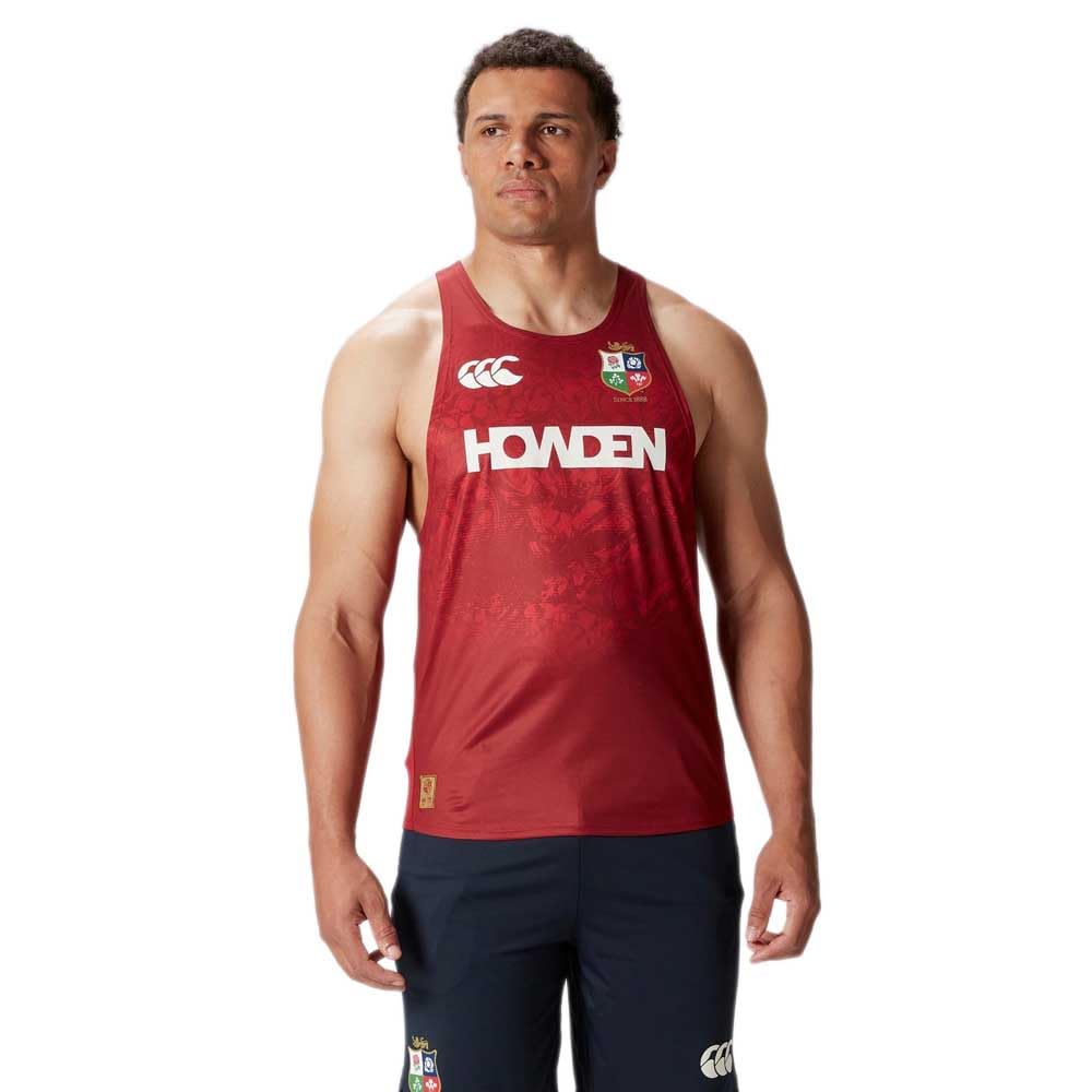 Canterbury Men's British & Irish Lions Canterbury Superlight Singlet | Lightweight Rugby Vest | Breathable | Official British & Irish Lions Licensed Product Technical Vest, Red Dahlia, XS