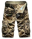 Wantmore Men's Flannel Camouflage Print Straight Leg Cargo Shorts Khaki 33
