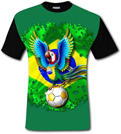 RODONO Brazil Football Short Sleeve Crew Neck T Shirt for Men