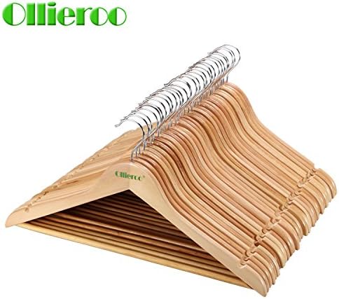Ollieroo 30 Solid Wooden Wood Hangers Walnut Wood Clothes Coat Suit Dress Pant
