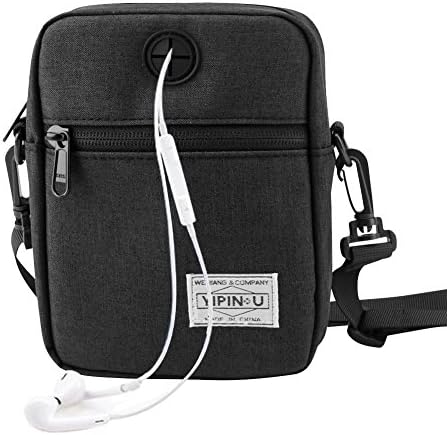 Small Messenger Bag,Multifunctional Oxford Canvas Shoulder Bag Water Resist Crossbody Handbag Outdoor Sports Casual Bag Waist Travel Purse Zipper Pockets Bag Luggage Attachment for Men and Women/Black