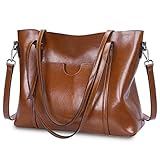 S-ZONE Women Genuine Leather Top Handle Satchel Daily Work Tote Shoulder Bag Large Capacity