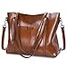 S-ZONE Women Genuine Leather Top Handle Satchel Daily Work Tote Shoulder Bag Large Capacity