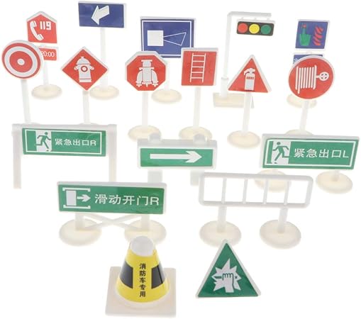 Amazon Kesoto 交通標識と信号セット 道路標識 交通 防火道路標識 おもちゃ 18点パック プラモデル 通販