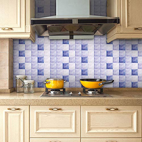 Transer- Mosaic Tile Wallpaper, Self-Adhesive Removable PVC Wall Paper Window Stickers Background for Living Room Kitchen Mural - 8"x200" (E) - Thumbnail 3