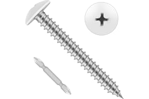 Etauwe 100 PCS #8 x 2 Wood Screws, Alloy Steel Truss Head Self Tapping Screws, White Head, Full Thread, Screwdriver Bit Included