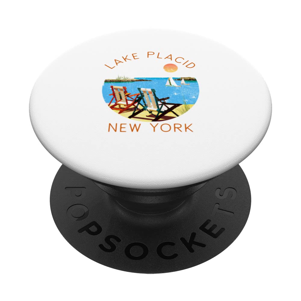 Retro Lake Placid Souvenir - Vintage lake Vacation PopSockets Swappable PopGrip