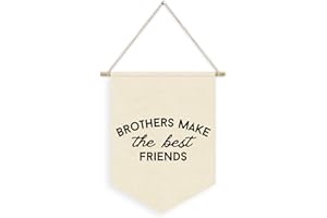 Dilemat Brothers Make The Best Friends Linen Canvas Banner, Boys Room Decor Pennant Flag Banner, Playroom Nursery Wall Hanging for Boys Toddler Boy Room Decor Brother Gift