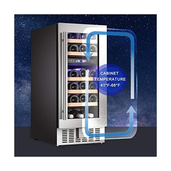 AGLUCKY-15-Wine-CoolerChiller-Built-in-or-Freestanding-Beverage-Refrigerator-Single-Bottle-Area-with-Stainless-Steel-Double-layer-Tempered-Glass-Door-28-Bottles