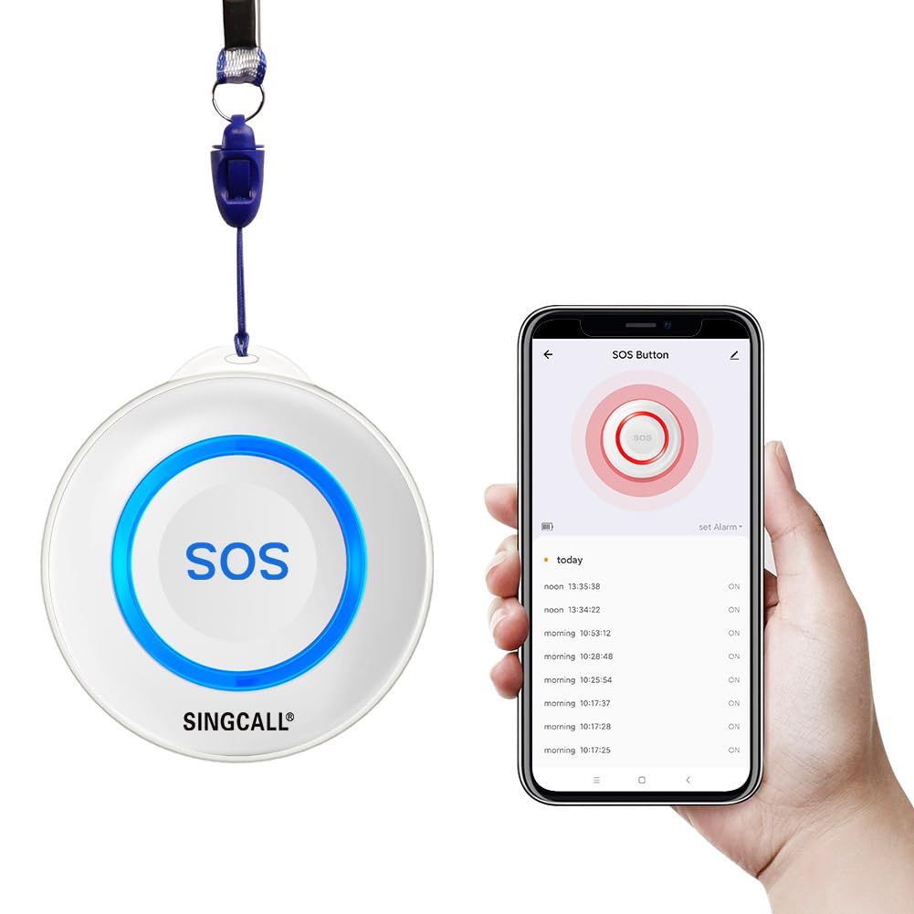SINGCALL Tuya Wifi Smart SOS Emergency Button for Elderly, Personal Alarms for Elderly Patient Seniors Disabled Kids Connected to Phone, the Panic Button with a New Blue Design