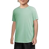 Haloumoning Boys Short Sleeve Athletic T-Shirts Kids Basic Quick Dry Lightweight Performance Tees 5-14 Years
