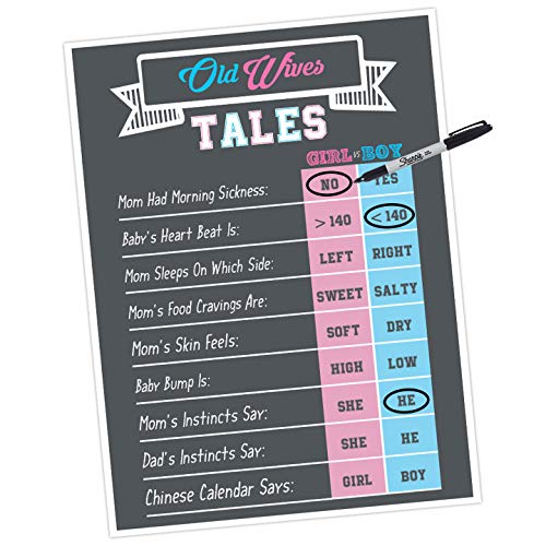 Gender Reveal Games And Decorations Old Wives Tales Party Poster 16x20 Inches For Gender Reveal Baseball Football Or Soccer Theme Festive For A Generic Themed Baby Reveal Shower Too Buy Online